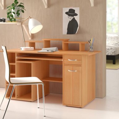 ESCRITORIO MODERNO R&R MUEBLES NATCH 142 CM X 60 CM MARRÓN CLARO CON MULTIPLES COMPARTIMIENTOS