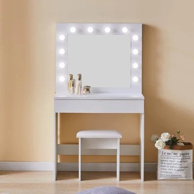 TOCADOR R&R MUEBLES IRINA BLANCO MODERNO CON LUCES