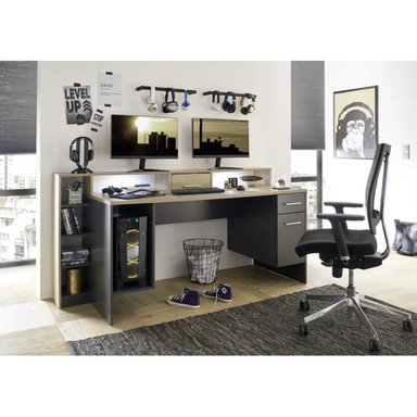 ESCRITORIO MODERNO R&R MUEBLES ITSUKI 182 CM X 70 CM NEGRO GAMER