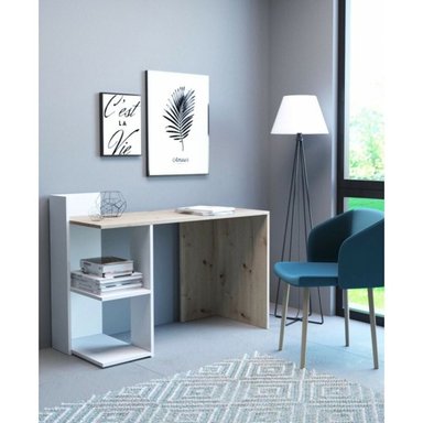 ESCRITORIO MODERNO R&R MUEBLES URAMESHI 120 CM X 52 CM BLANCO/DUNA