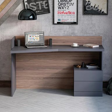 ESCRITORIO MODERNO R&R MUEBLES LEONHART 146 CM X 60 CM NEGRO/MARRON