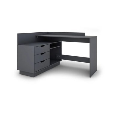 ESCRITORIO EN L R&R MUEBLES BISASAM 129 CM X 105 CM NEGRO MODERNO - 2