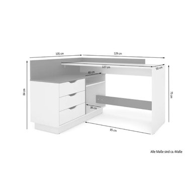 ESCRITORIO EN L R&R MUEBLES BISASAM 129 CM X 105 CM NEGRO MODERNO - 3