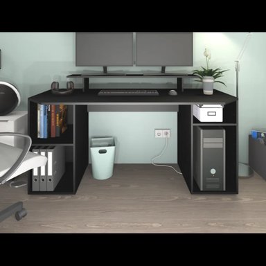 ESCRITORIO MODERNO R&R MUEBLES HINATSURU 160 CM X 70 CM NEGRO