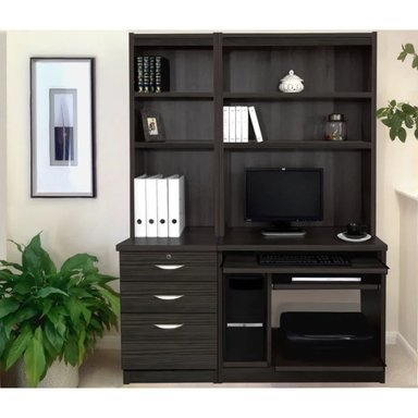 ESCRITORIO ESTANTE R&R MUEBLES ROKUTA 132.9 CM X 54 CM NEGRO MODERNO