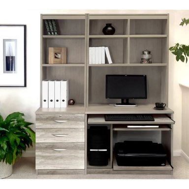 ESCRITORIO ESTANTE R&R MUEBLES ROKUTA 132.9 CM X 54 CM GRIS CLAROMODERNO