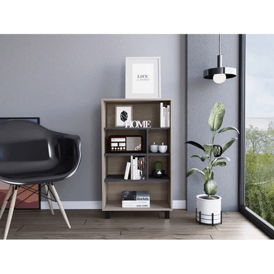 ESTANTE R&R MUEBLES MUZAN GRIS MODERNO MARRON