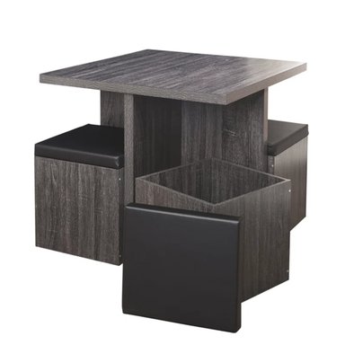 JUEGO COMEDOR R&R MUEBLES KAMILLE 4 BANCOS GRIS OSCURO MODERNO - 3