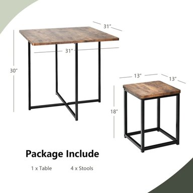 JUEGO COMEDOR R&R MUEBLES OHIO 4 BANCOS NEGRO MODERNO MARRÓN - 2