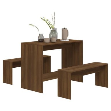 JUEGO COMEDOR R&R MUEBLES TATI 2 BANCOS MARRÓN MODERNO - 2