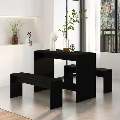 JUEGO COMEDOR R&R MUEBLES TATI 2 BANCOS NEGRO MODERNO