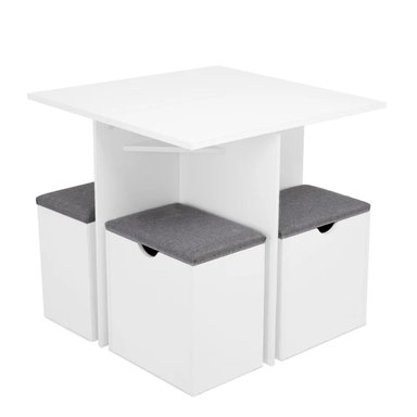 JUEGO COMEDOR R&R MUEBLES KATTY 4 BANCOS BLANCO MODERNO - 2