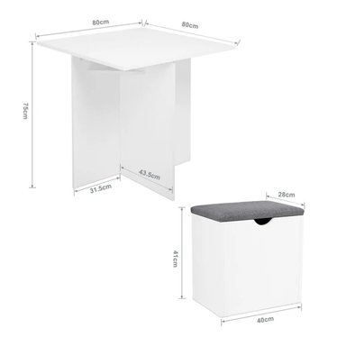 JUEGO COMEDOR R&R MUEBLES KATTY 4 BANCOS BLANCO MODERNO - 5
