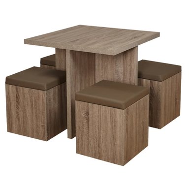 JUEGO DE COMEDOR CON 4 BANCOS MODERNO KAMILLE MARRÓN RYR MUEBLES - 4