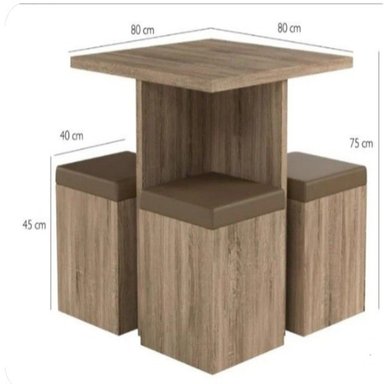 JUEGO DE COMEDOR CON 4 BANCOS MODERNO KAMILLE MARRÓN RYR MUEBLES - 5