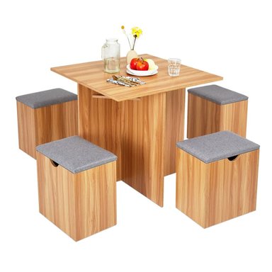JUEGO COMEDOR R&R MUEBLES KATTY 4 BANCOS MARRÓN MODERNO - 4