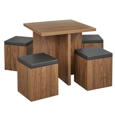 JUEGO COMEDOR R&R MUEBLES KAMILLE 4 BANCOS CARAMELO MODERNO