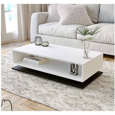 MESA DE CENTRO R&R MUEBLES XAVI MODERNA BLANCO NEGRO