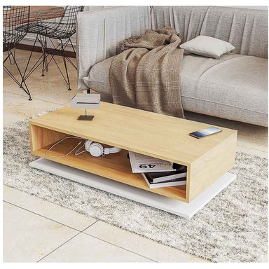 MESA DE CENTRO R&R MUEBLES XAVI MODERNA MARRÓN CLARO BLANCO