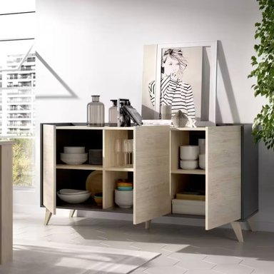 APARADOR R&R MUEBLES MAE MODERNO DUNA MULTICOLOR GRIS - 2