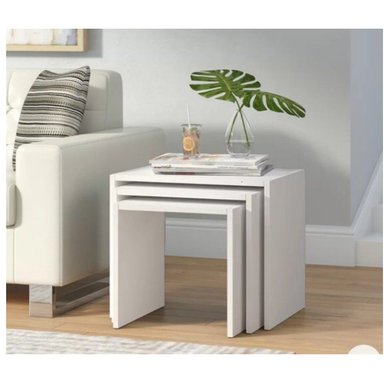 SET X 3 MESAS R&R MUEBLES ROBERT BLANCO 55X40CM AUILIARES MODERNA RYR MUEBLES - 1