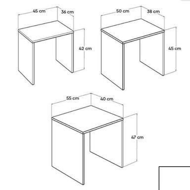 SET X 3 MESAS R&R MUEBLES ROBERT BLANCO 55X40CM AUILIARES MODERNA RYR MUEBLES - 2