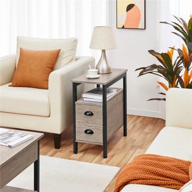 MESA LATERAL R&R MUEBLES FONSI GRIS 29.5X59.5CM MODERNA RYR MUEBLES