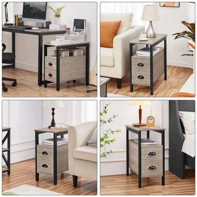 MESA LATERAL R&R MUEBLES FONSI GRIS 29.5X59.5CM MODERNA RYR MUEBLES - 2