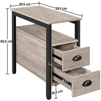 MESA LATERAL R&R MUEBLES FONSI GRIS 29.5X59.5CM MODERNA RYR MUEBLES - 3
