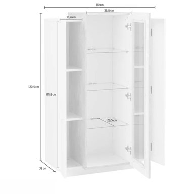 VITRINA R&R MUEBLES PATRICIA BLANCO MODERNA 3 PUERTAS GRIS CLARO - 3