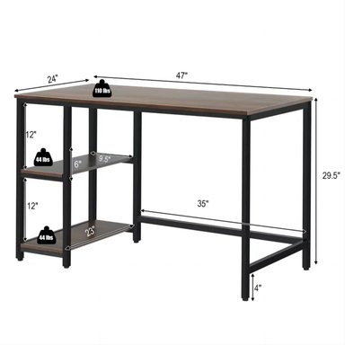 ESCRITORIO MODERNO R&R MUEBLES LUNA 120 CM X 60 CM MARRÓN CON ESTANTES - 2
