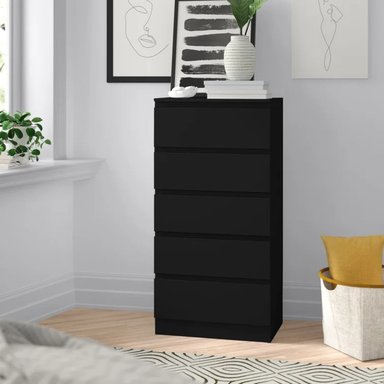 COMODA R&R MUEBLES AKIYAMA MODERNA 5 CAJONES NEGRO