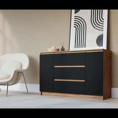 COMODA R&R MUEBLES MAHIRU MODERNA 3 CAJONES MULTICOLOR NEGRO MARRON