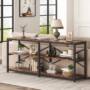 MESA CONSOLA MODERNA RYR MUEBLES TEO 180 CM MARRÓN/NEGRO - 1