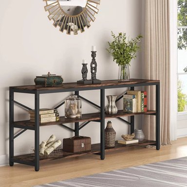 MESA CONSOLA MODERNA RYR MUEBLES TEO 180 CM MARRÓN/NEGRO - 2