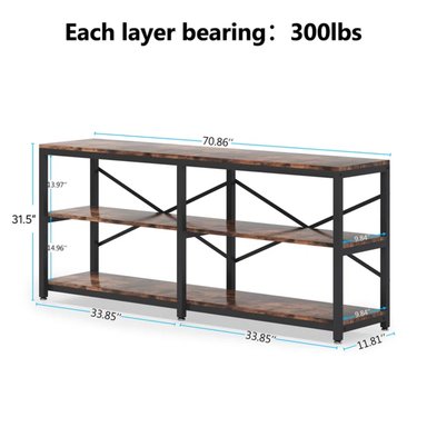MESA CONSOLA MODERNA RYR MUEBLES TEO 180 CM MARRÓN/NEGRO - 3