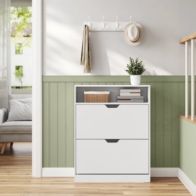 ZAPATERA R&R MUEBLES MONTOYA BLANCO MODERNA 2 CAJONES