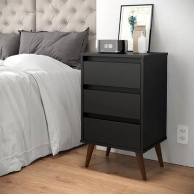 VELADOR R&R MUEBLES VINTAGE ANGI 3 CAJONES NEGRO - 1