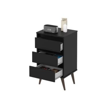 VELADOR R&R MUEBLES VINTAGE ANGI 3 CAJONES NEGRO - 2
