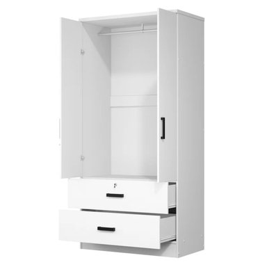 ROPERO R&R MUEBLES MEG MODERNO ESPEJO 2 PUERTAS 2 CAJONES BLANCO - 2