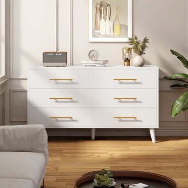COMODA R&R MUEBLES ALVINA MODERNA 6 CAJONES BLANCO - 1