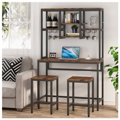 MUEBLE DE BAR MODERNO CORINA MARRÓN/NEGRO RYR MUEBLES - 1