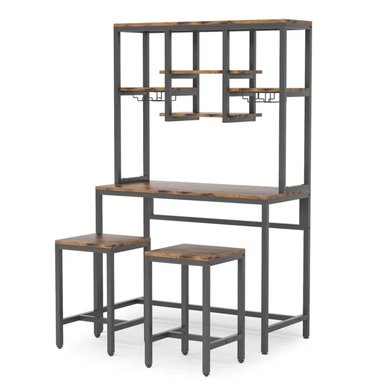 MUEBLE DE BAR MODERNO CORINA MARRÓN/NEGRO RYR MUEBLES - 2