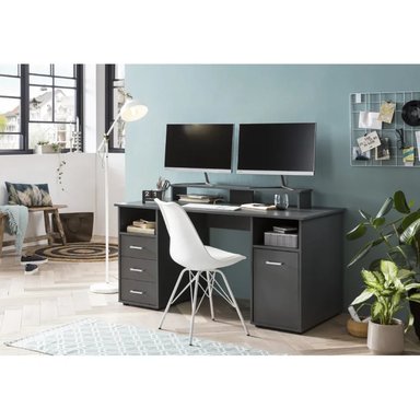 ESCRITORIO MODERNO R&R MUEBLES HARUHIME 150 CM X 70 CM NEGRO