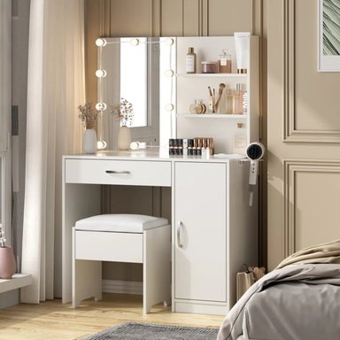 TOCADOR R&R MUEBLES STEVAN BLANCO CON BANQUETA MODERNO - 1