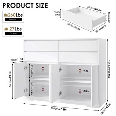 APARADOR R&R MUEBLES BLANCO VAJILLERO YUNSU - 4