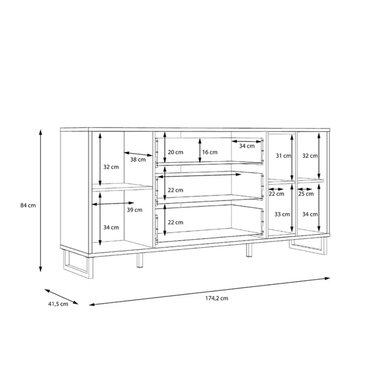 APARADOR R&R MUEBLES HIROTO MODERNO NEGOR 3 CAJONES MULTICOLOR MARRON - 3
