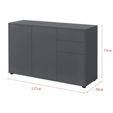 APARADOR R&R MUEBLES TOKISAKI MODERNO 2 CAJONES NEGRO - 3