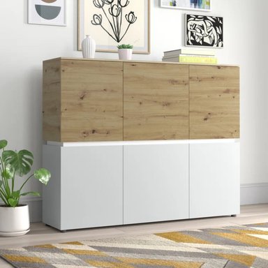 APARADOR R&R MUEBLES PELHAM MODERNO MULTICOLOR BLANCO MARRON