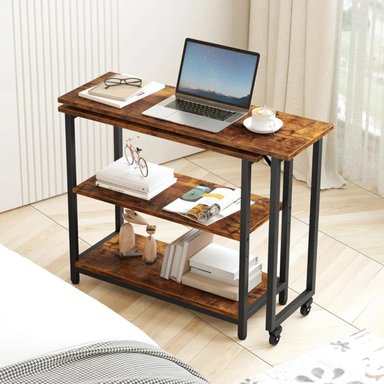 ESCRITORIO PLEGABLE R&R MUEBLES HITOMY 80 CM X 30 CM MARRÓN/NEGRO